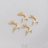 10Pcs 14K Copper Deer Charms Pendants 16MM DIY Jewelry Findings