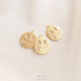 10Pcs 14K Copper Zircon Face Charms Pendants Jewelry Making Findings