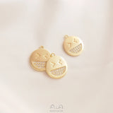 10Pcs 14K Copper Zircon Face Charms Pendants Jewelry Making Findings
