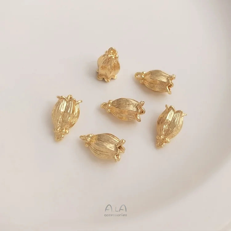 10Pcs 14K Copper Flower Charms Pendants for DIY Jewelry Making