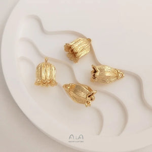 10Pcs 14K Copper Flower Charms Pendants for DIY Jewelry Making