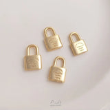 10Pcs 14K Copper Lock Charms Pendants for DIY Jewelry Making