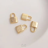10Pcs 14K Copper Lock Charms Pendants for DIY Jewelry Making