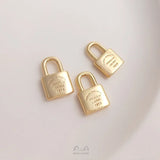 10Pcs 14K Copper Lock Charms Pendants for DIY Jewelry Making