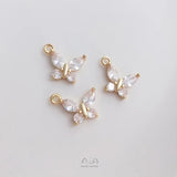 10Pcs 14K Copper Zircon Butterfly Charms Pendants DIY Jewelry Making