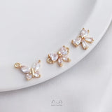 10Pcs 14K Copper Zircon Butterfly Charms Pendants DIY Jewelry Making