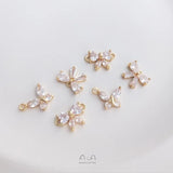 10Pcs 14K Copper Zircon Butterfly Charms Pendants DIY Jewelry Making