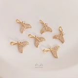 10Pcs 14K Zircon Fish Tail Charms Pendants DIY Jewelry Making Findings