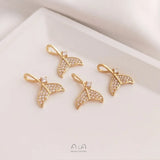 10Pcs 14K Zircon Fish Tail Charms Pendants DIY Jewelry Making Findings