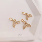 10Pcs 14K Zircon Fish Tail Charms Pendants DIY Jewelry Making Findings