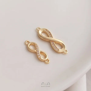 10Pcs 14K Copper Zircon Infinite Love Charms DIY Jewelry Making