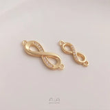 10Pcs 14K Copper Zircon Infinite Love Charms DIY Jewelry Making