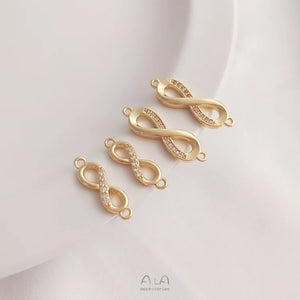 10Pcs 14K Copper Zircon Infinite Love Charms DIY Jewelry Making
