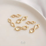 10Pcs 14K Copper Zircon Infinite Love Charms DIY Jewelry Making
