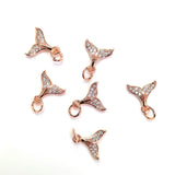 10Pcs/14k High Brass Metal Zircon Fishtail Charms Jewelry Making