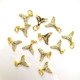 10Pcs/14k High Brass Metal Zircon Fishtail Charms Jewelry Making
