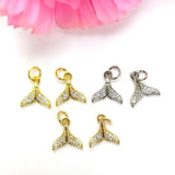 10Pcs/14k High Brass Metal Zircon Fishtail Charms Jewelry Making