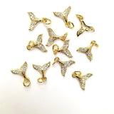 10Pcs/14k High Brass Metal Zircon Fishtail Charms Jewelry Making