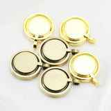 10Pcs 14mm Round Brass Bronze Photo Pendant Settings DIY Locket Charm