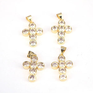 10Pcs Cubic Zirconia Cross Pendant Charm Jewelry