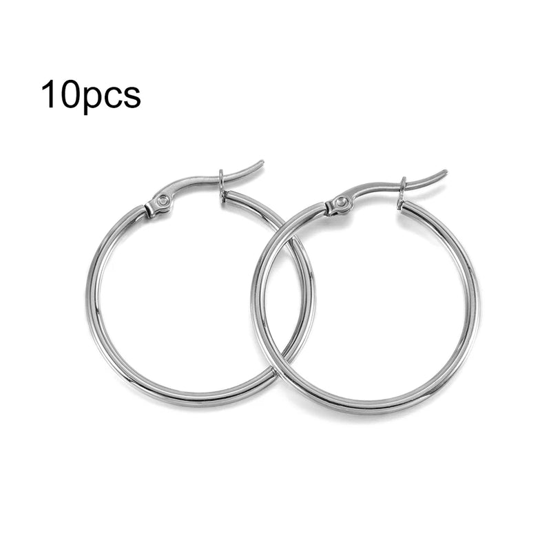 10Pcs 15-50mm Stainless Steel Earrings Hooks Base Ear Ring DIY Dangle Jewelry