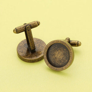 10Pcs 15MM Round Bezel Cuff Links Settings, Antiqued Bronze DIY Supplies