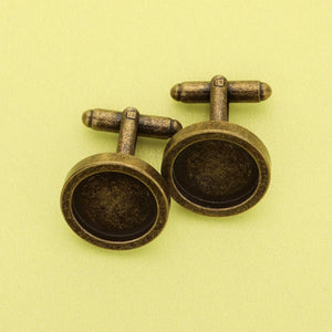 10Pcs 15MM Round Bezel Cuff Links Settings, Antiqued Bronze DIY Supplies