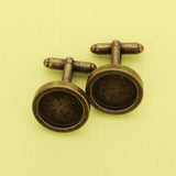 10Pcs 15MM Round Bezel Cuff Links Settings, Antiqued Bronze DIY Supplies