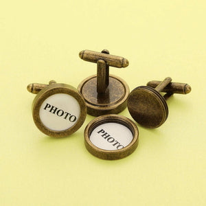10Pcs 15MM Round Photo Cuff Links Settings Antique Bronze DIY Supplies
