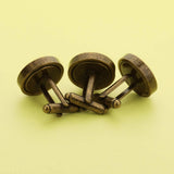 10Pcs 15MM Round Photo Cuff Links Settings Antique Bronze DIY Supplies