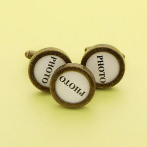10Pcs 15MM Round Photo Cuff Links Settings Antique Bronze DIY Supplies
