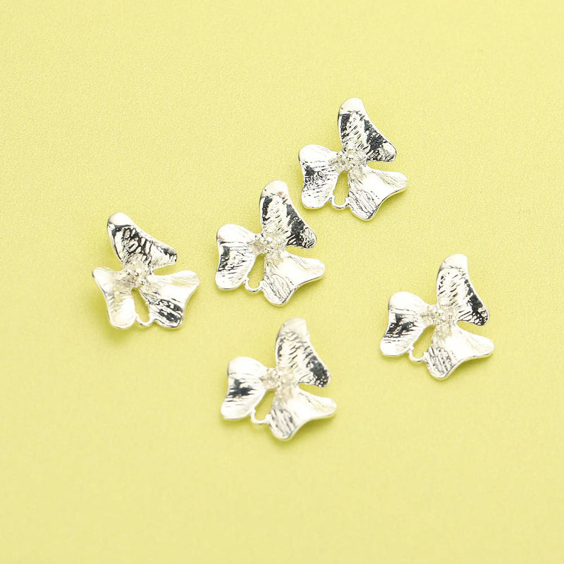 10Pcs 15MM Silver Orchid Pendant Charm DIY Flower Supplies