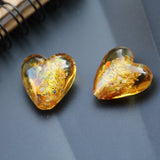 10Pcs 15mm 20mm Glass Heart Shape Beads Foiled Colorful Pieces Jewelry DIY