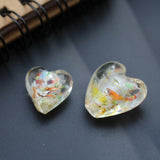 10Pcs 15mm 20mm Glass Heart Shape Beads Foiled Colorful Pieces Jewelry DIY