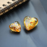 10Pcs 15mm 20mm Glass Heart Shape Beads Foiled Colorful Pieces Jewelry DIY