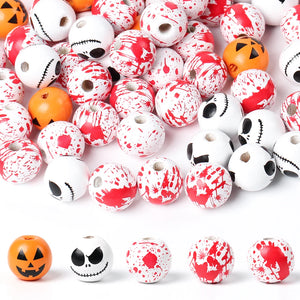 10Pcs 15mm Halloween Wooden Beads for Jewelry Making DIY Craft