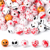 10Pcs 15mm Halloween Wooden Beads for Jewelry Making DIY Craft