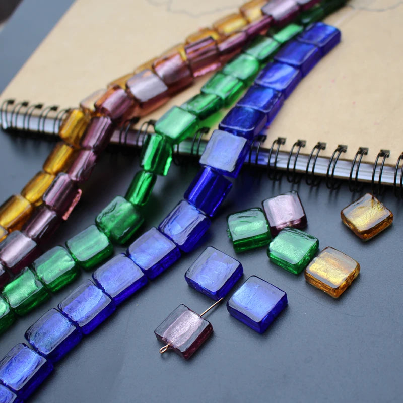 10Pcs 15mm Foiled Multi-Color Glass Beads for Jewelry DIY