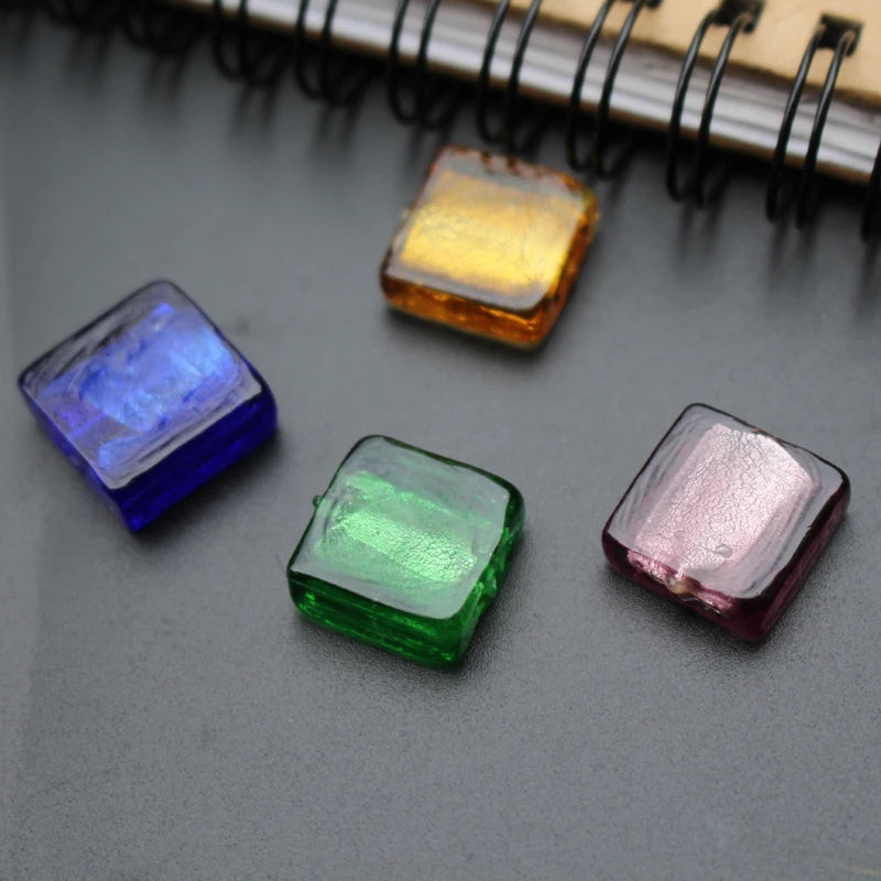 10Pcs 15mm Foiled Multi-Color Glass Beads for Jewelry DIY