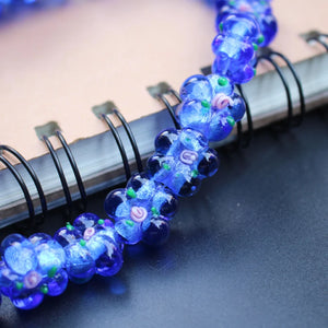10Pcs 15mm Flower Lampwork Glass Beads Foiled Green Multi-color for Jewelry DIY