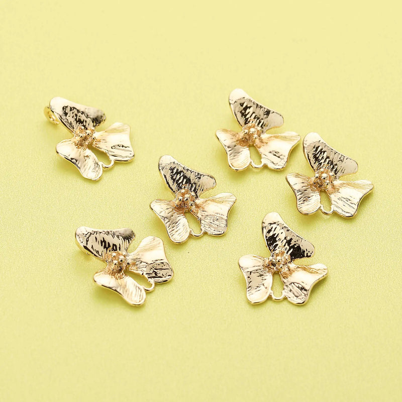 10Pcs Plated Brass Orchid Pendant Charm, Flower Jewelry Making Supplies