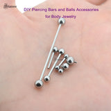 10Pcs 16G 1.2x16/38mm Threaded Bar Jewelry Tongue Industrial Piercing Balls