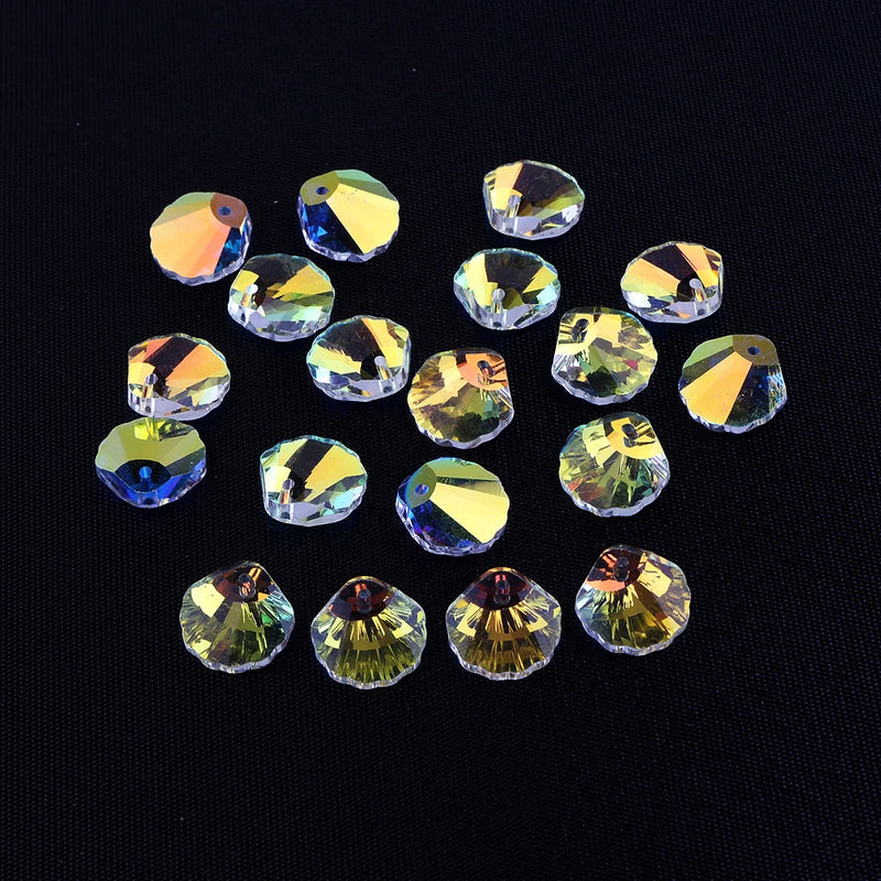 10Pcs 16mm Crystal Shell Pendant Heart Glass Bead Rhinestone Gems DIY Jewelry
