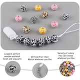 10Pcs 16mm Leopard Print Wooden Beads for Baby Pacifier Chain Tooth Glu