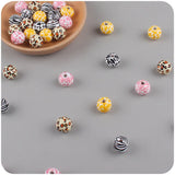 10Pcs 16mm Leopard Print Wooden Beads for Baby Pacifier Chain Tooth Glu