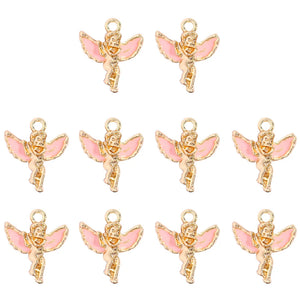 10Pcs Enamel Glazed Cupid Charms - Angel Charm DIY Earrings Pendants