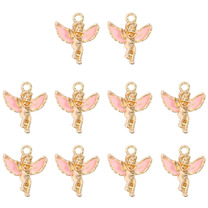 10Pcs Enamel Glazed Cupid Charms - Angel Charm DIY Earrings Pendants