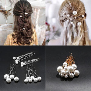 Pearls Hair Combs Bridal Headdress Wedding Hair Sticks Jewelry Set
