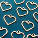 10Pcs Metal Alloy Charms Geometric Hollow Heart Pendants DIY Jewelry Making