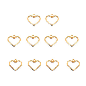 10Pcs Metal Alloy Charms Geometric Hollow Heart Pendants DIY Jewelry Making
